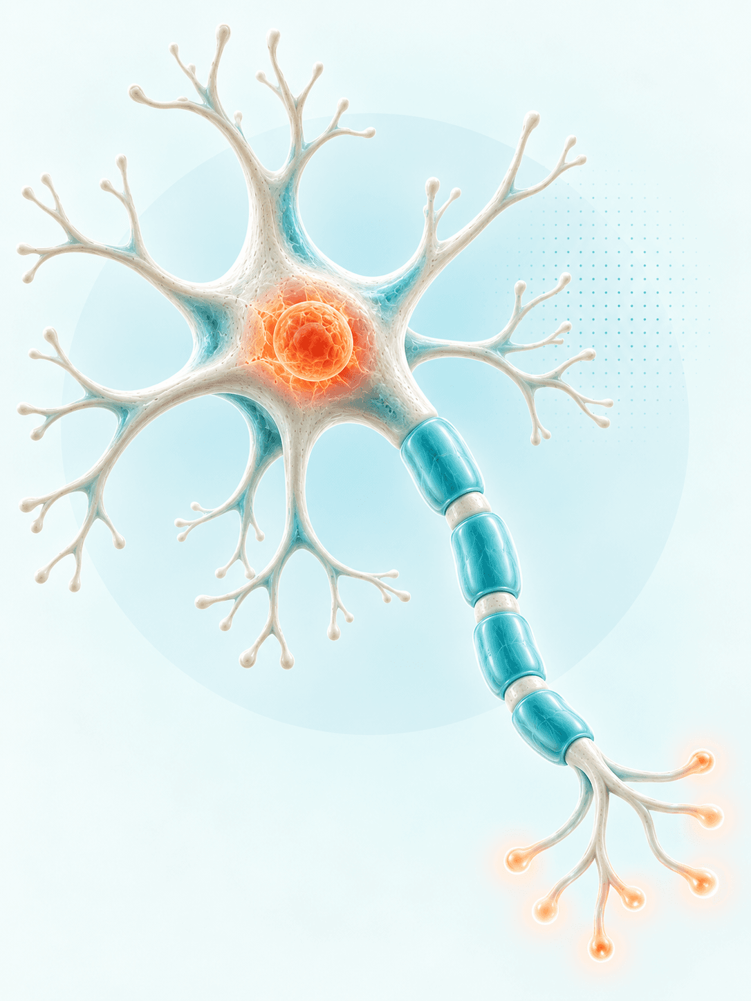 Illustration of a neuron, representing nervous system assessment and patient intake